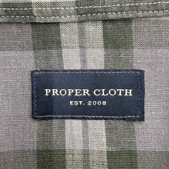 Proper Cloth Men's Western Shirt Pearl Snap Button Linen Spandex, Blue Plaid, M - Picture 4 of 10